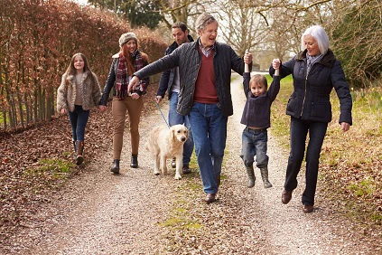 Family Walking In Autumn