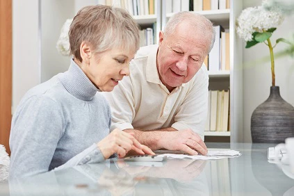 Retired Couple Checking Finances