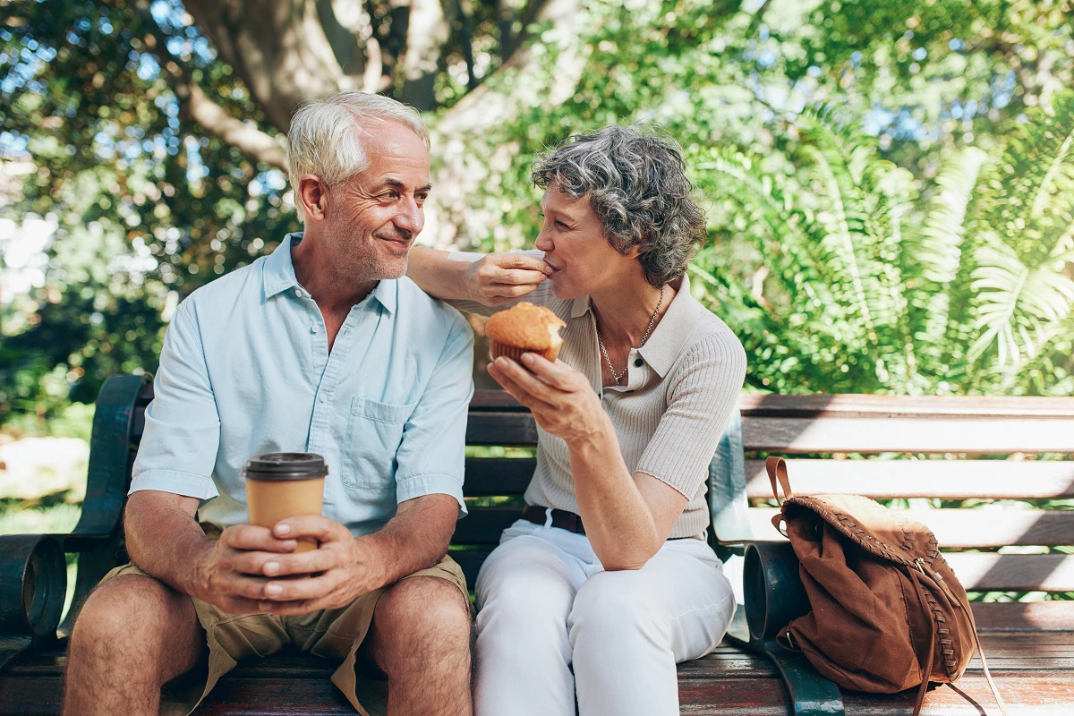  Retired Couple On Park Bench