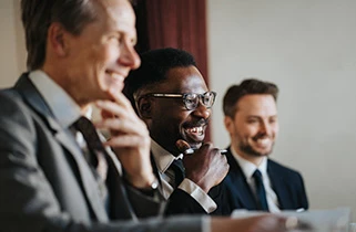 Three board members in a meeting