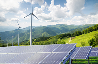 Wind turbine and solar panels