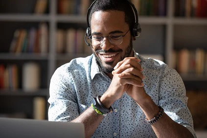 Young Man Using Video Chat