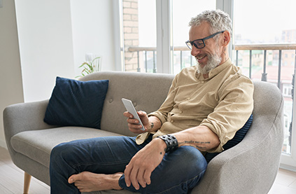 Man sat on couch