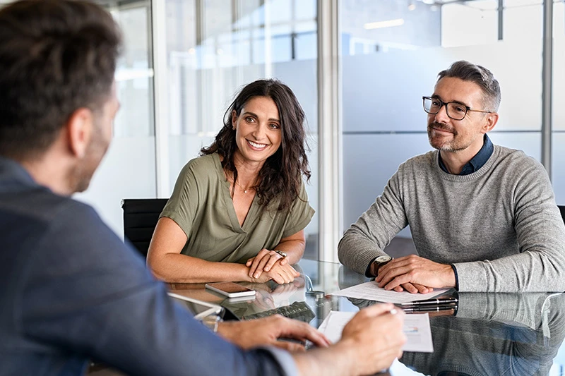 Employees having a meeting
