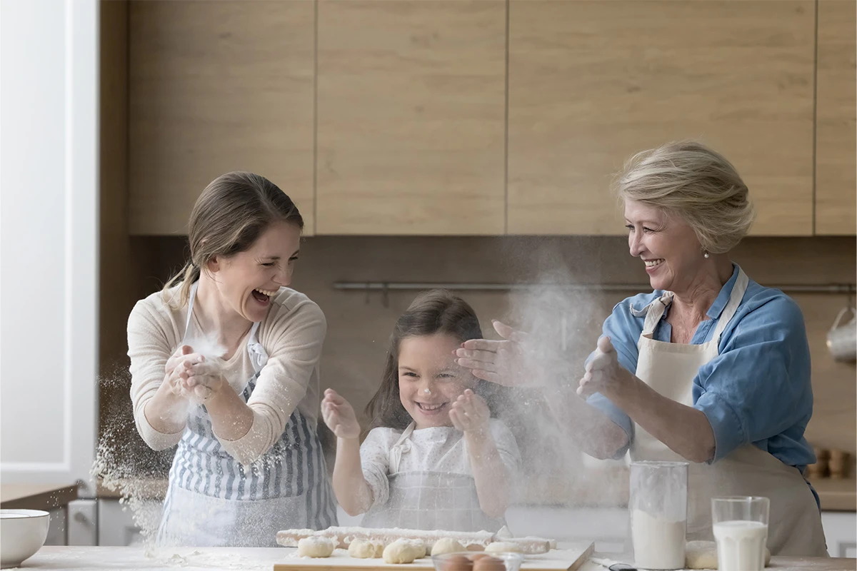 Family baking in the kitchen