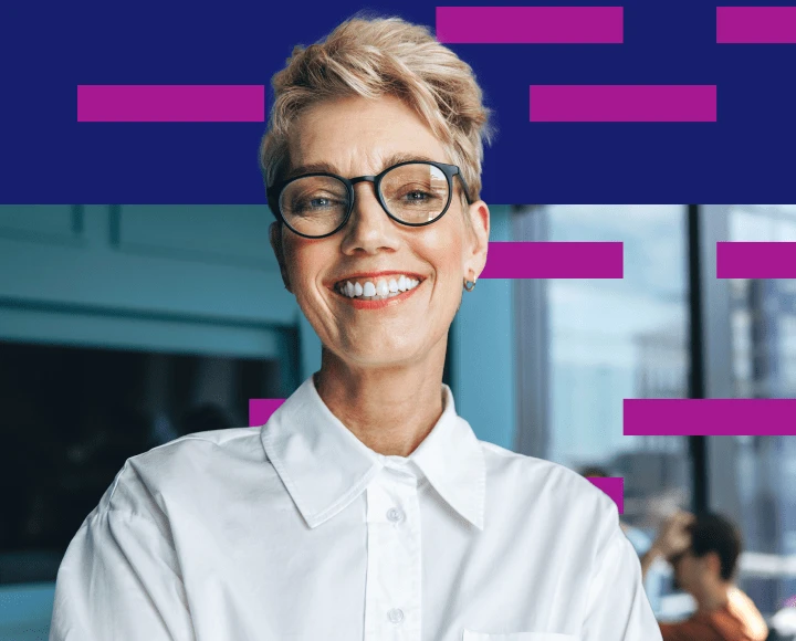 Woman with glasses smiling